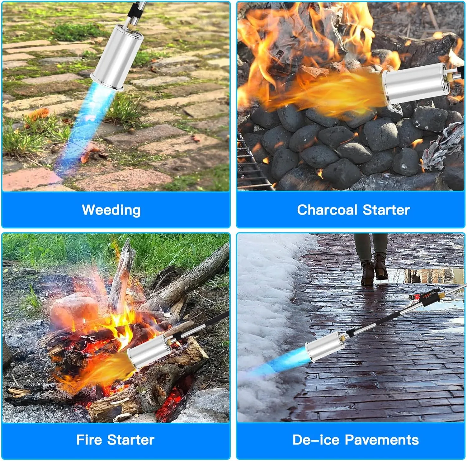 Propane Torch Burner Weed Torch with High Output 800,000 BTU Heavy Duty Blow Torch 30" Detachable Long Arm Propane Weed Burner&Flame Control Valve for Garden,Stumps,Wood,Melting Ice,Snow Road,Roofing