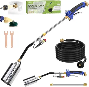 Propane Torch Weed Burner Kit,High Output 2,400,000 BTU with 12.5FT Hose,Heavy Duty Blow Torch Flamethrower with Long/Short Mode for Flame Weeding,Roofing,Ice Snow Melting,Road Marking,BBQ
