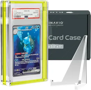 PSA Graded Card Display Acrylic Case for Standard PSA and CGC Slabs - Slab Case for Graded Cards - PSA Card Case - Graded Card Display Case - Slanted Stand Included (Yellow Border)