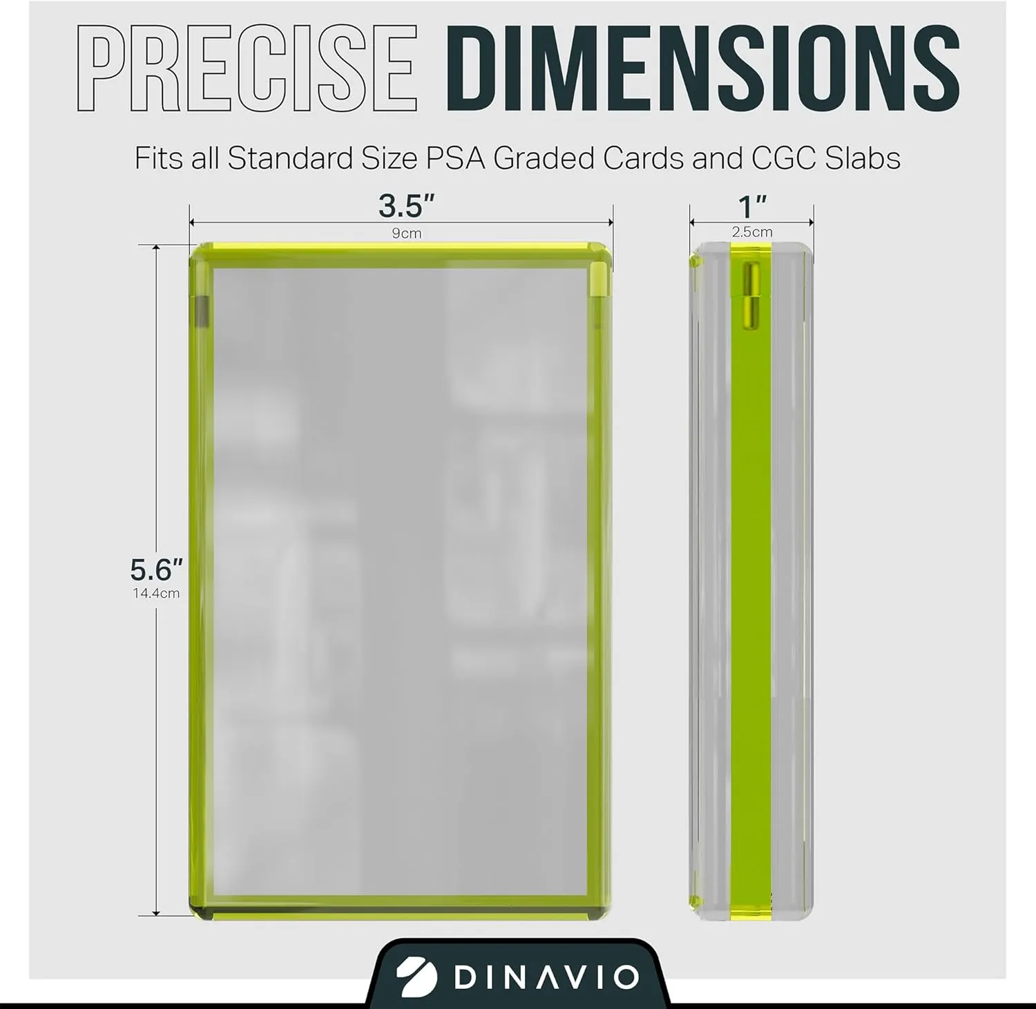 PSA Graded Card Display Acrylic Case for Standard PSA and CGC Slabs - Slab Case for Graded Cards - PSA Card Case - Graded Card Display Case - Slanted Stand Included (Yellow Border)