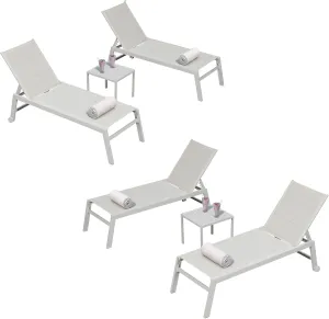 PURPLE LEAF Lounge Chair Pool Chaise Lounge Outdoor White 2 Sets