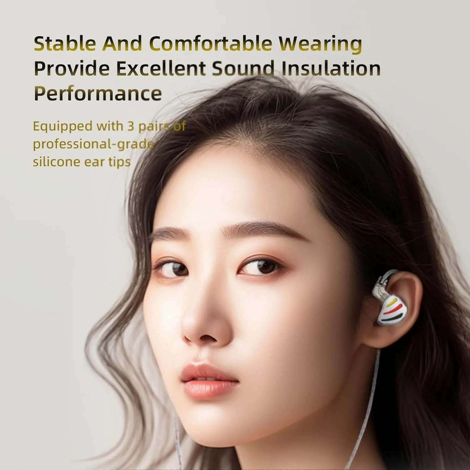 QKZ ODING Wired Earbuds with 1DD Three sound adjustment modes 10mm irregular dual magnetic coil speaker,in Ear Monitors, Deep Bass Sound Wired Earbuds, HiFi in Ear Headphones (Without MIC, Silver)