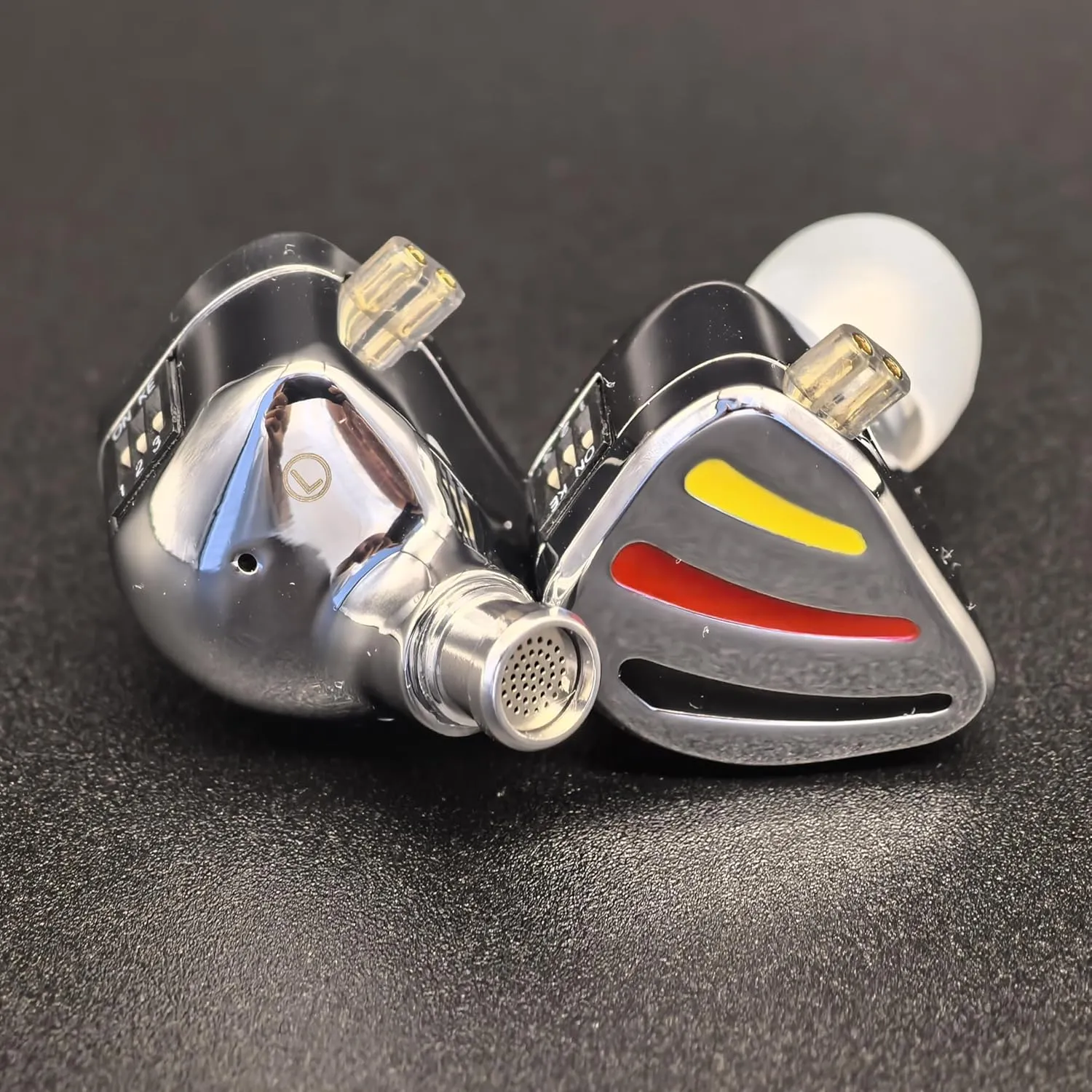 QKZ ODING Wired Earbuds with 1DD Three sound adjustment modes 10mm irregular dual magnetic coil speaker,in Ear Monitors, Deep Bass Sound Wired Earbuds, HiFi in Ear Headphones (Without MIC, Silver)