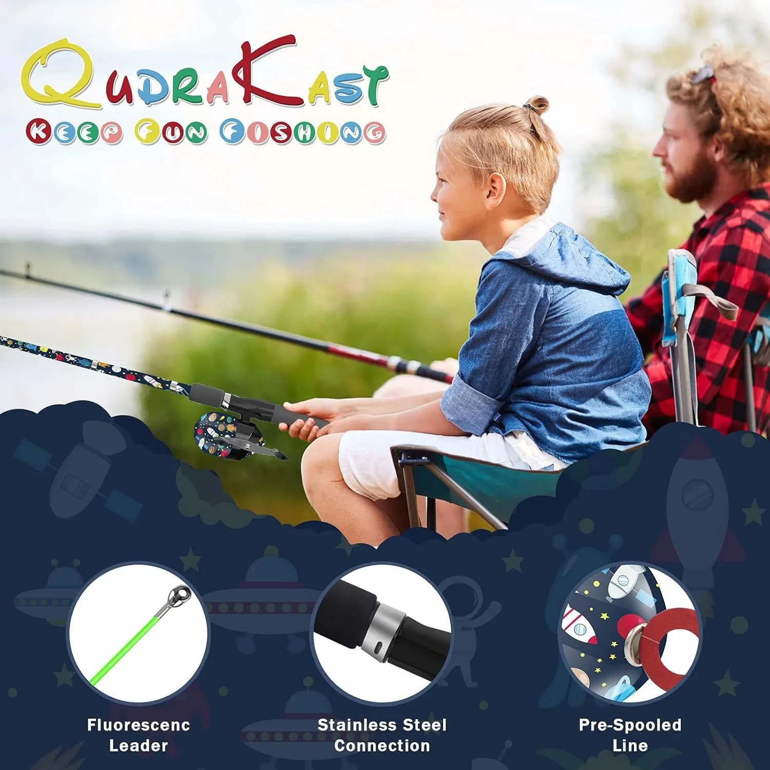 QudraKast Kids Fishing Pole