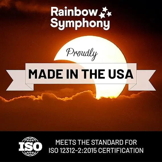 Rainbow Symphony Plastic Solar Eclipse Glasses, CE & ISO Certified, Safe for Direct Sun, Made in USA