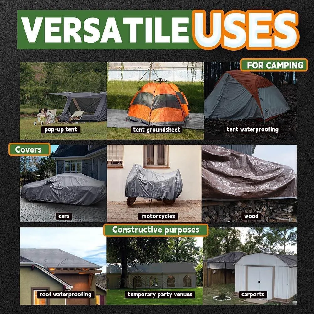 RAINDEWAY Large Tarps 30x60 Feet, 5.5 Mil - Multipurpose Waterproof Poly Tarp Cover with Metal Grommets and Reinforced Edges, Silver/Blue