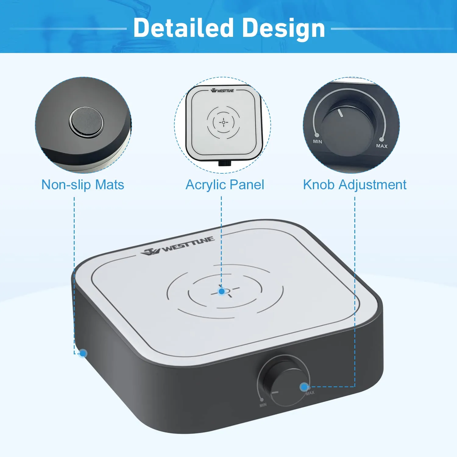 Rechargeable 3000rpm Magnetic Stirrer Mixer with Stir Bar, Brushless DC Motor Max 3000ml Electric Magnetic Stir Plate Mixer（No Heating)