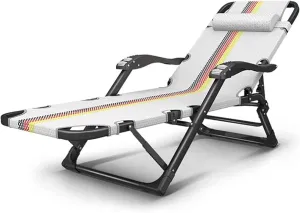 Recliner Camping Chairs Garden Loungers Folding Chair Lounge Chair Folding Bed,Lazy Beach Chair,Massage Armrest,Backrest 5-Speed Adjustment Fabric-Suitable for Outdoor Te