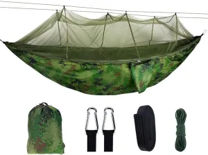 Recreation Outdoor Hammock Swing Bed with Mosquito Net & Hanging Straps Ultralight Parachute Hammock Portable Hanging Chair Lounger for Hiking, Backpacking Gifts for Hike