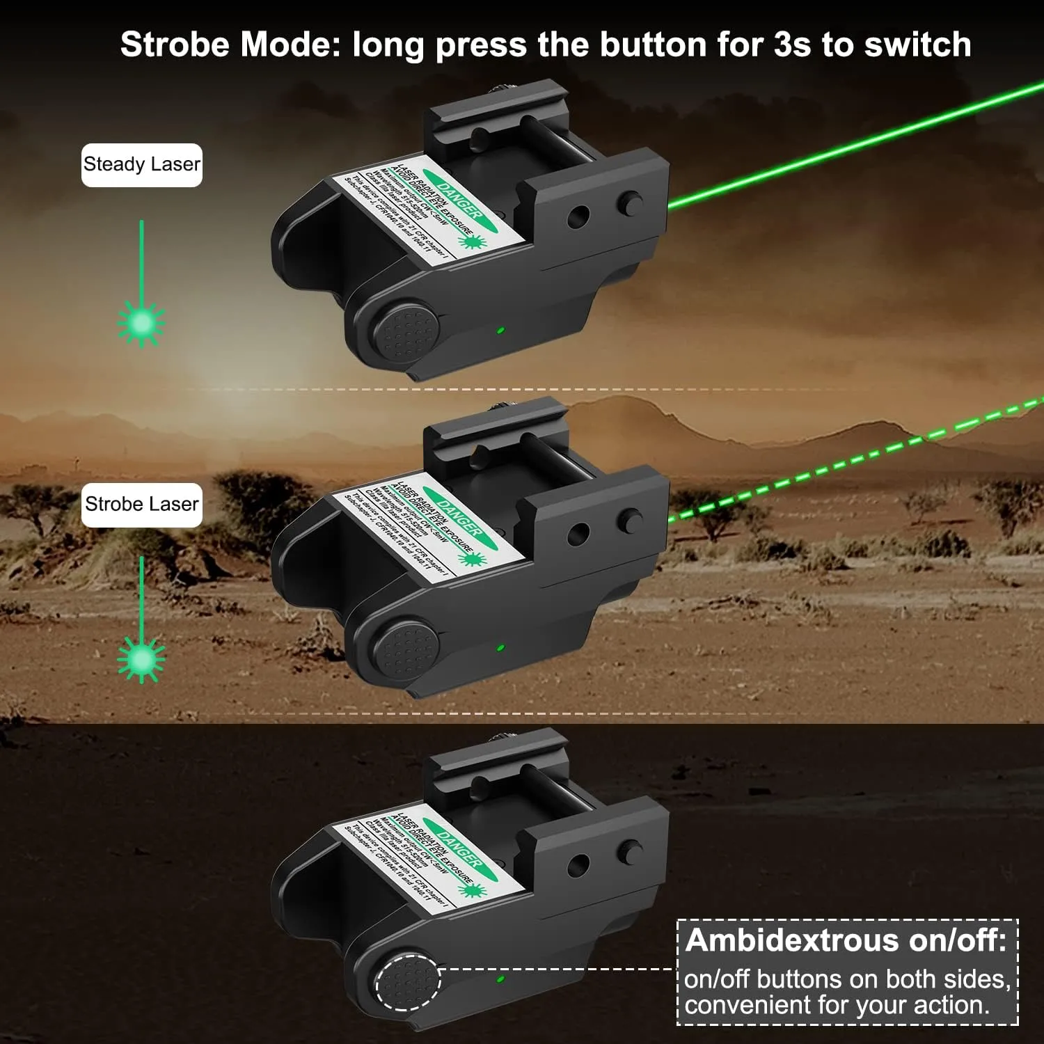 Red/Green/Blue Laser Sight, Aluminum Ultra Low Profile Compact Picatinny Mount Laser Dot Sight, Strobe Mode Available, Magnetic USB Rechargeable Beams for Taurus G2c G2s G3 G3c