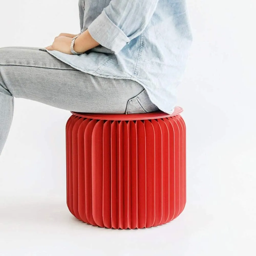 Retractable Stool Folding Chair Outdoor Stool Fishing Kraft Paper Folding Stool (Red)