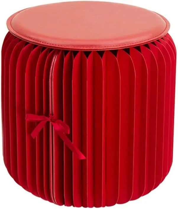 Retractable Stool Folding Chair Outdoor Stool Fishing Kraft Paper Folding Stool (Red)