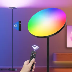 RGB Torchiere Floor Lamps for Living Room, 32W/3200LM Bright LED Standing Lamp with Remote, Modern Color Changing Tall Lamp with Stepless Dimming, 69" Corner Floor Lamp for Bedroom, Office