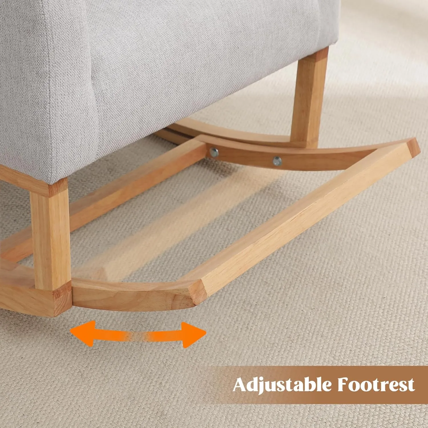 Rocking Chair Nursery, Nursing Rocking Chairs with Foot Rest for Mom Nursery, Comfy Wingback Glider Rocking Armchair with Side Pocket for Nursery Living Room Bedroom, Grey