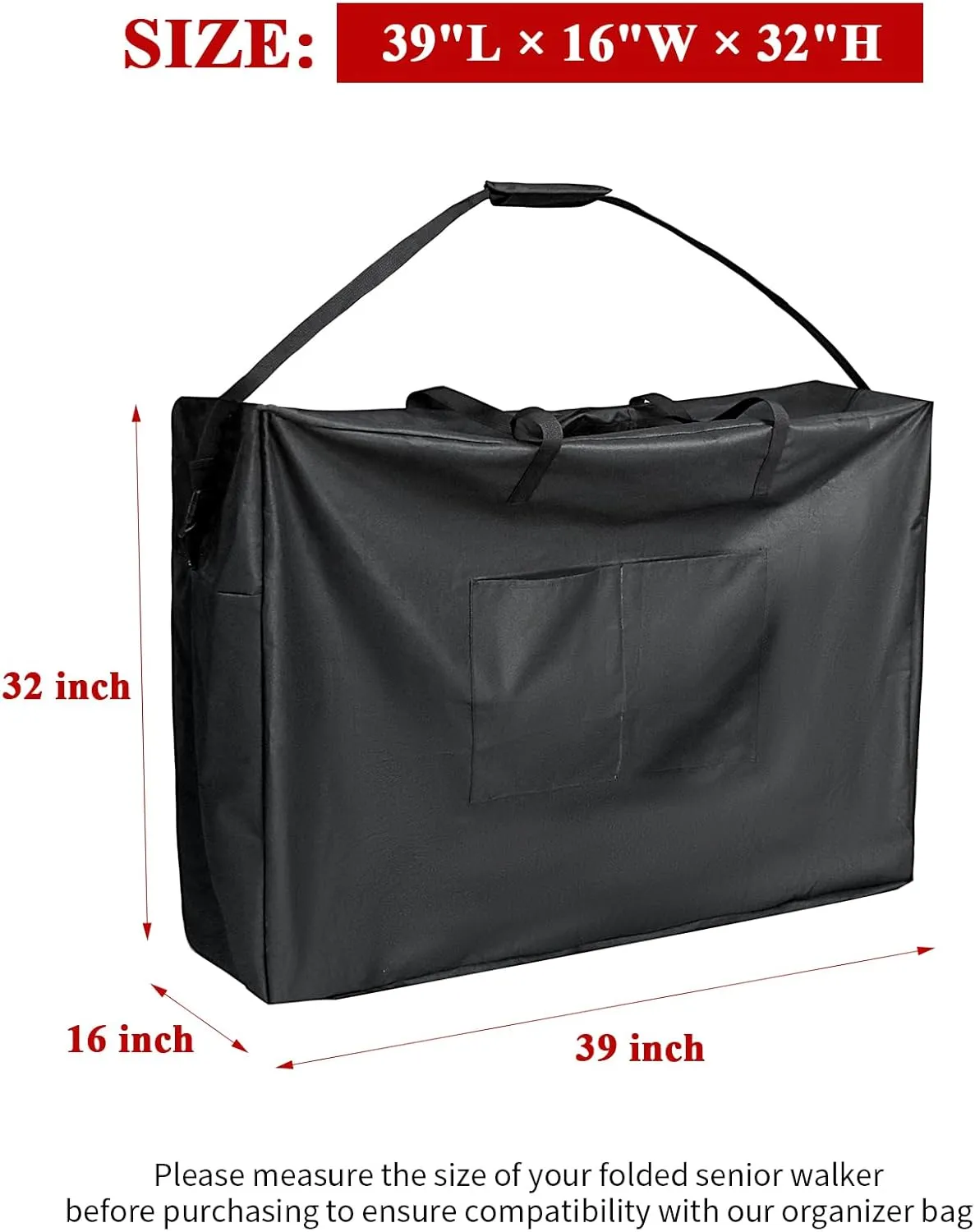 Rollator Bag,Wheelchair Bag for Seniors and Stroller,Travel Walker Bags for Folding Walker,Folding Rollator Accessories (39''Lx16''Wx32''H)