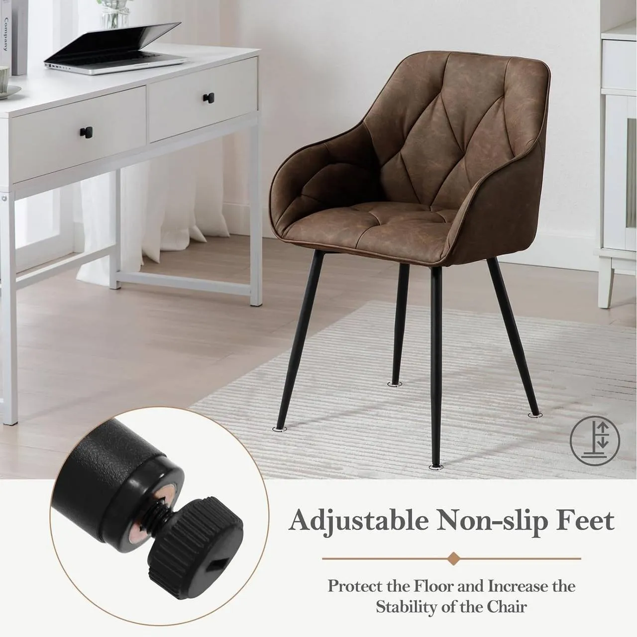 Rootz Dining Chair Set of 6 - Vintage Faux Leather Chairs - Comfortable Seating - Robust Metal Legs - Ergonomic Design - 56cm x 83.5cm x 53cm