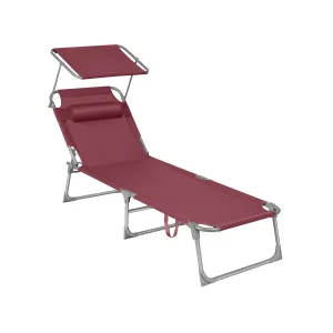Rootz Folding Deck Chair - Sun Lounger - Reclining Chair - Sun Protection - 53cm x 193cm x 29cm