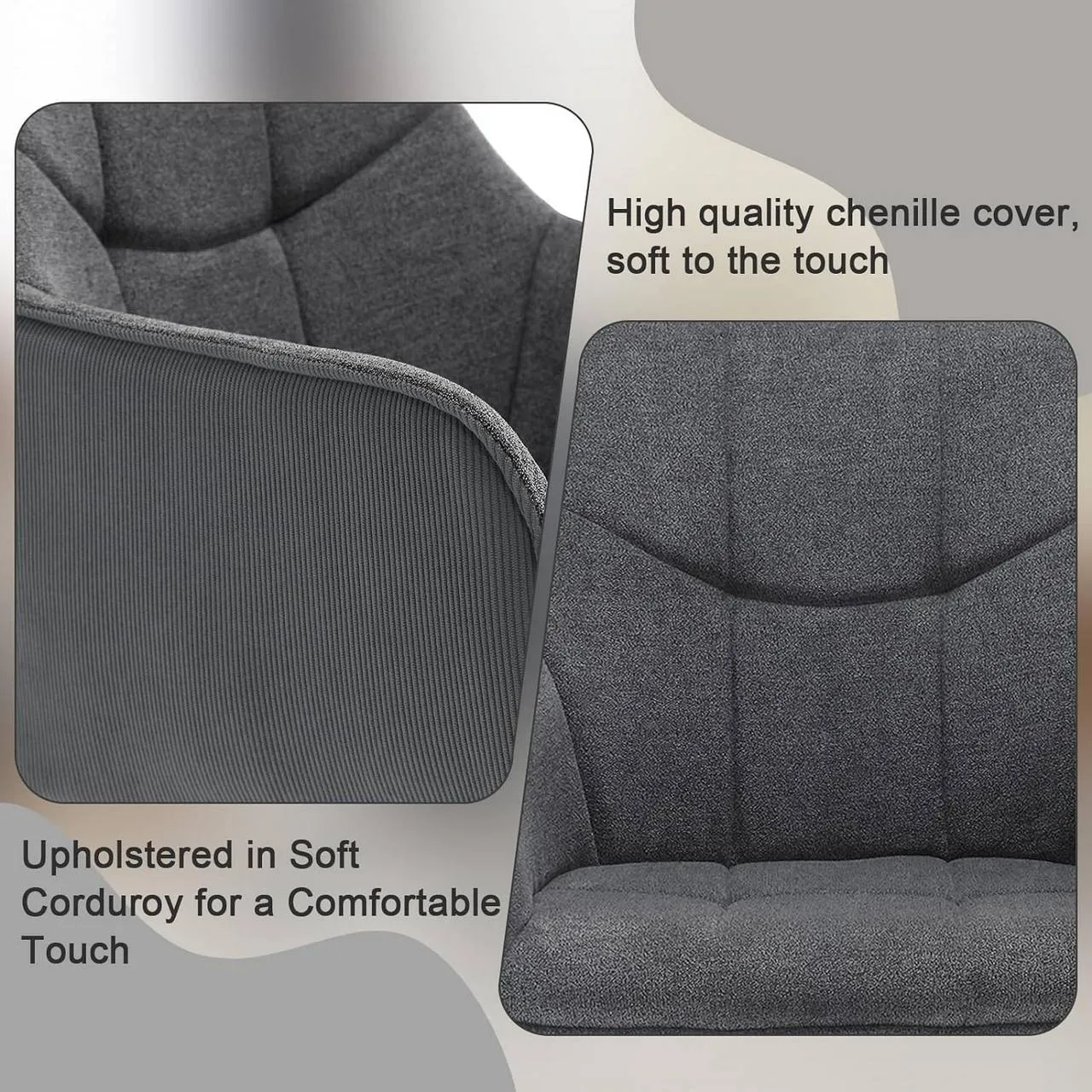 Rootz Swivel Dining Chair - Padded Chair - Ergonomic Seat - 360° Rotatable - Versatile Use - 58cm x 86cm x 63.5cm