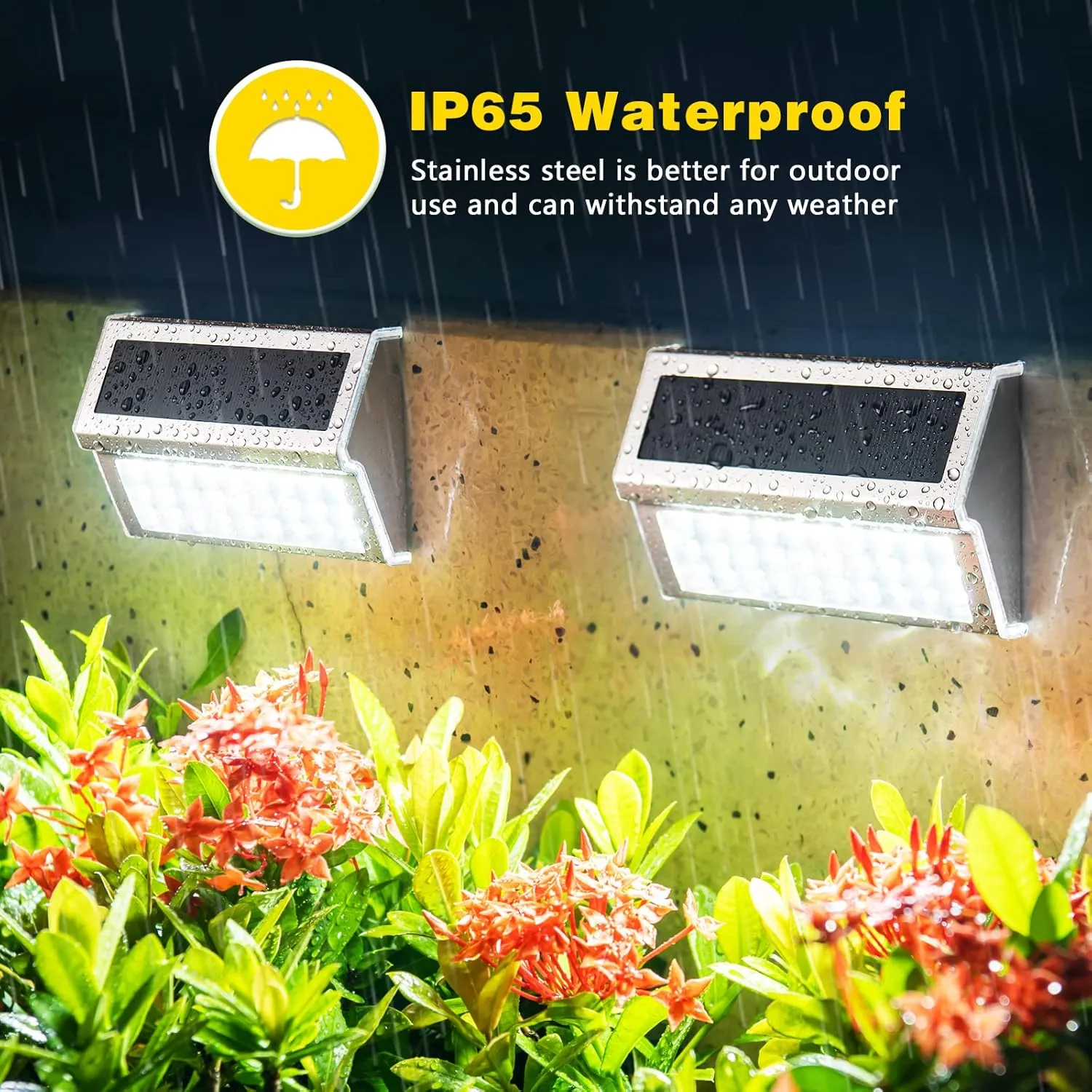 ROSHWEY Solar Lights Outdoor 6 Pack 30 LED Deck Lights Solar Powered Waterproof Outside Stair Light Fence Post Lamp Outdoor Decor for Patio Step Pool Yard Walkway, Cool White Light