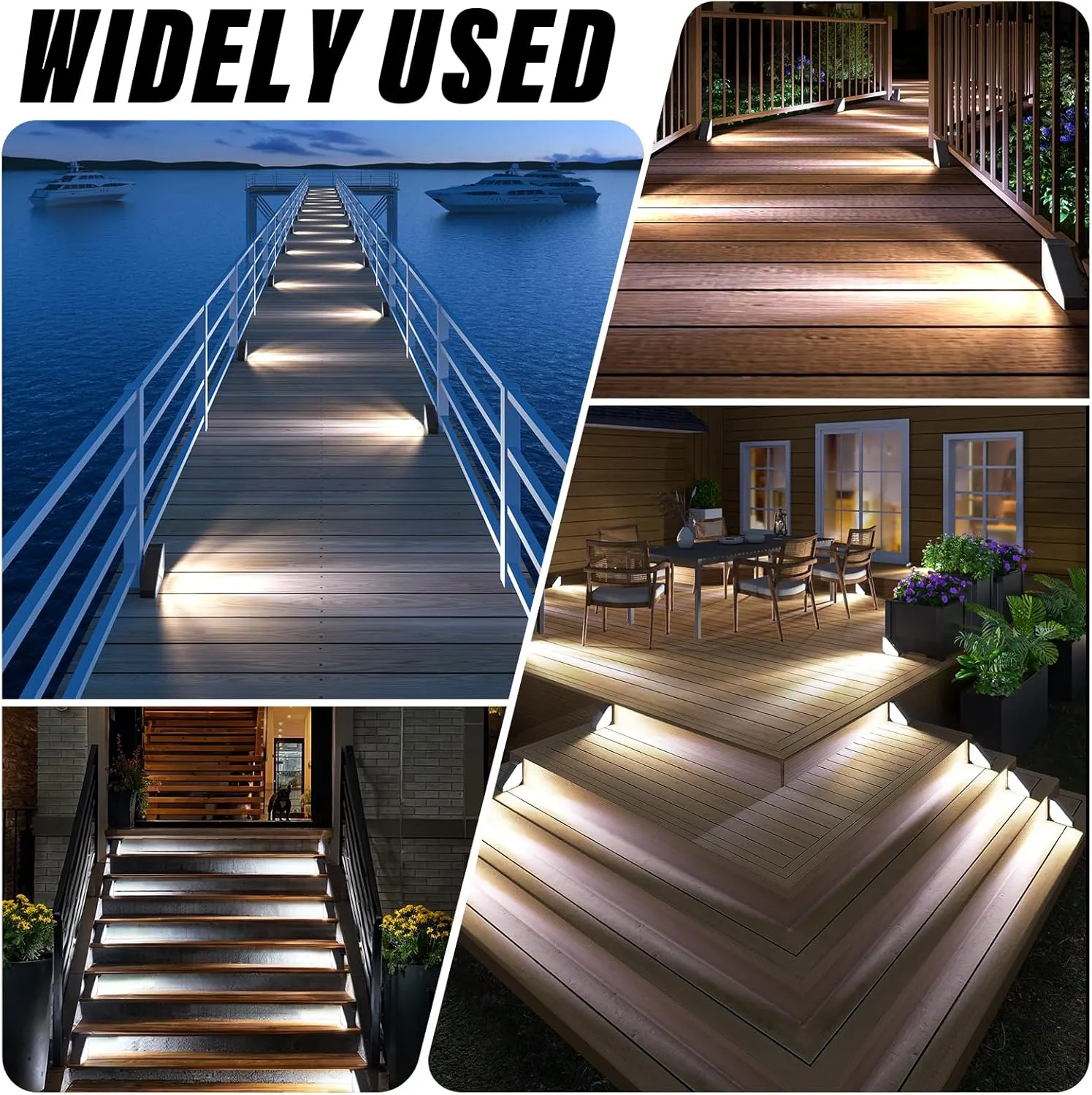 ROSHWEY Solar Step Lights for Outside Waterproof, 6 Pack Outdoor Deck Steps Lights, Triangle Solar Stair Light for Outside, Front Porch, Dock, Backyard, Path, Walkway, Patio Decor, Cool White