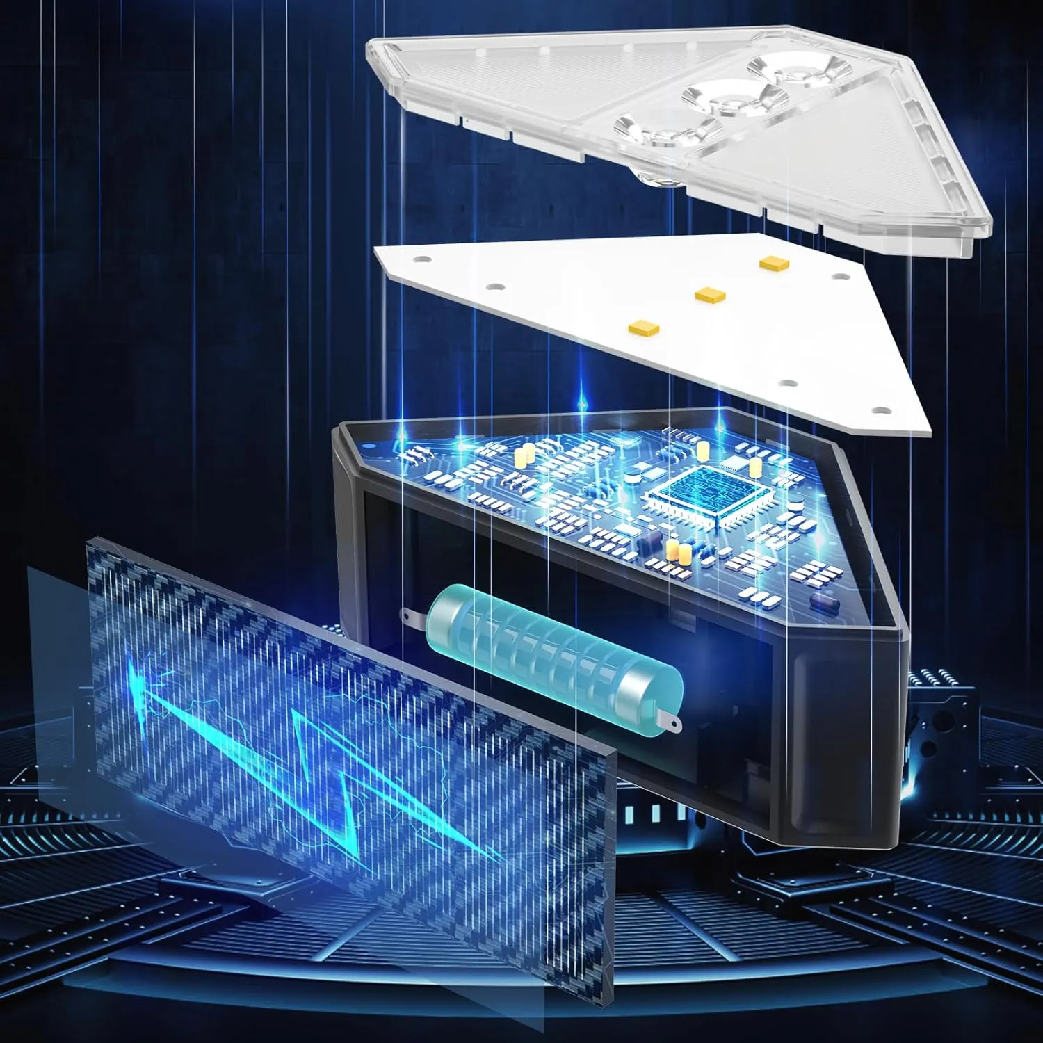 ROSHWEY Solar Step Lights for Outside Waterproof, 6 Pack Outdoor Deck Steps Lights, Triangle Solar Stair Light for Outside, Front Porch, Dock, Backyard, Path, Walkway, Patio Decor, Cool White