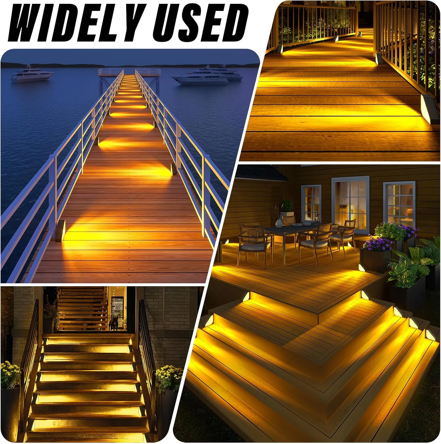 ROSHWEY Solar Step Lights Outdoor Waterproof, 8 Pack Triangle Solar Stair Lights for Outside, LED Deck Light Outdoor Decor Lighting for Patio Porch Backyard, Warm White