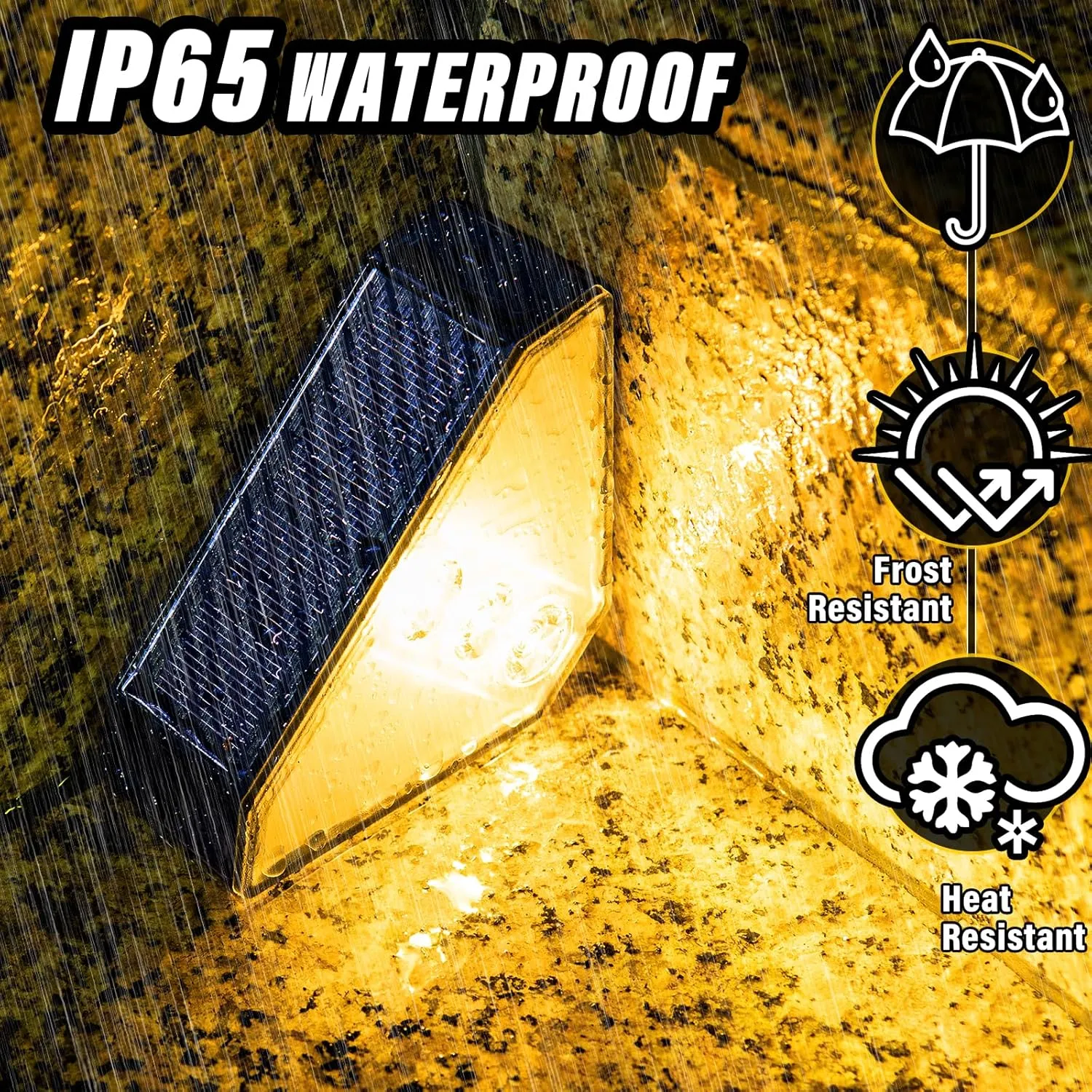 ROSHWEY Solar Step Lights Outdoor Waterproof, 8 Pack Triangle Solar Stair Lights for Outside, LED Deck Light Outdoor Decor Lighting for Patio Porch Backyard, Warm White