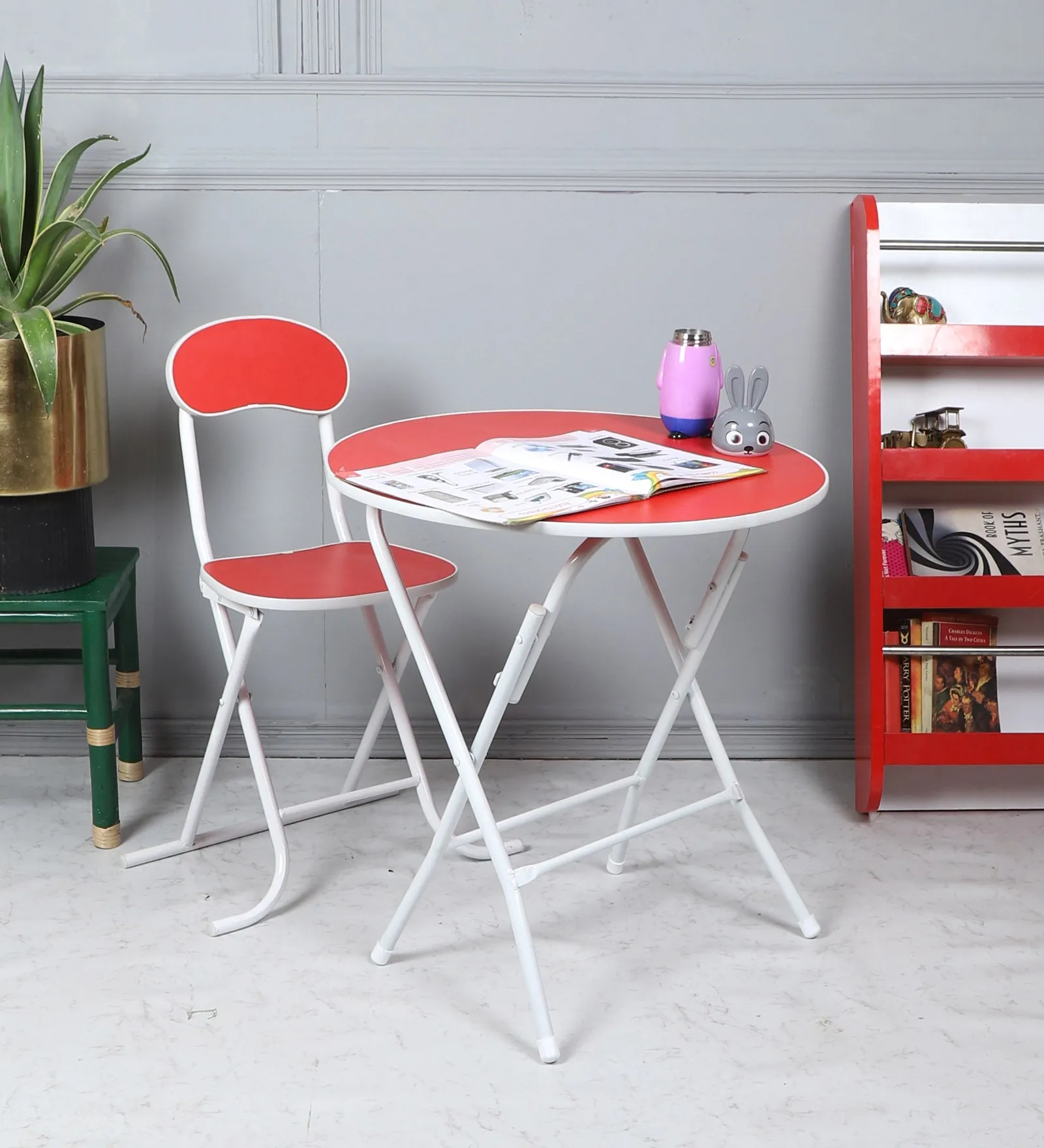 Round Foldable Desk & Chair Set