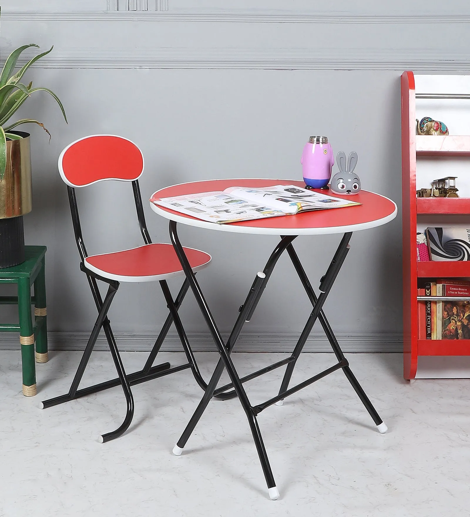 Round Foldable Desk & Chair Set