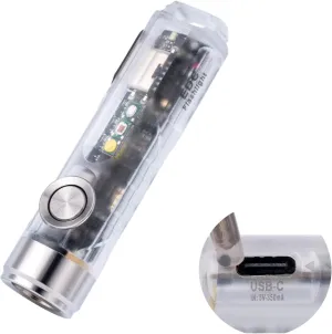 RovyVon Aurora A8 4th Gen USB C Keychain Flashlights Rechargeable, 650 Lumens 6500K Cool White Super Bright Mini Flashlight, with Red/White/365nm Sidelights, Magnetic Pocket Clip and Tail Base