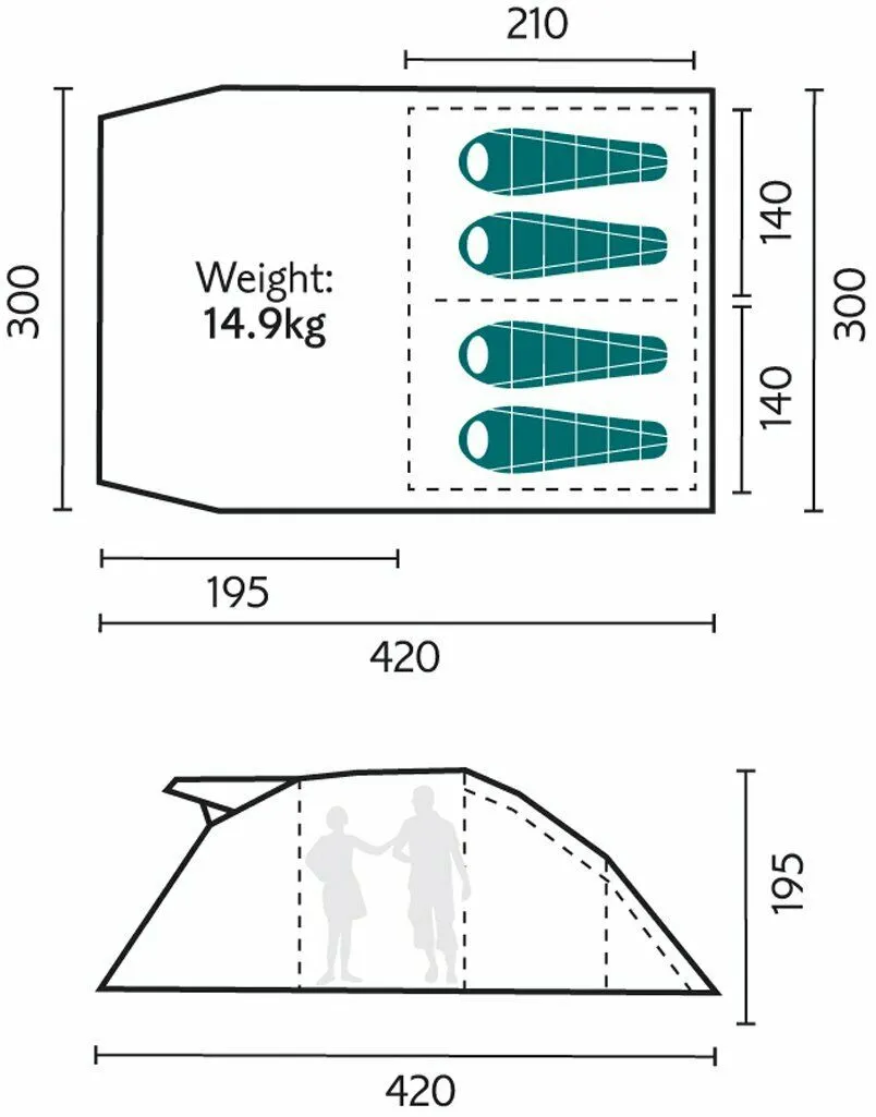 Royal Portland Air 4 Person Birth Tent Camping Family Valdes - Easy Up