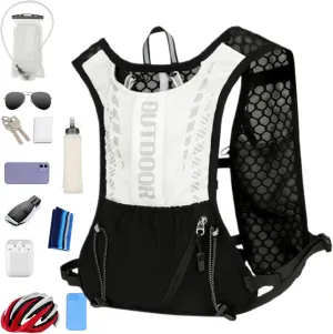Running Vest - Hydration Bag Pack, Dashing Wear | Reflective, Adjustable, Sports Gear Gym Training Jogging Hiking Walking Night Cycling, Lightweight Dayhike Hydro Kit for Hiking, Trail