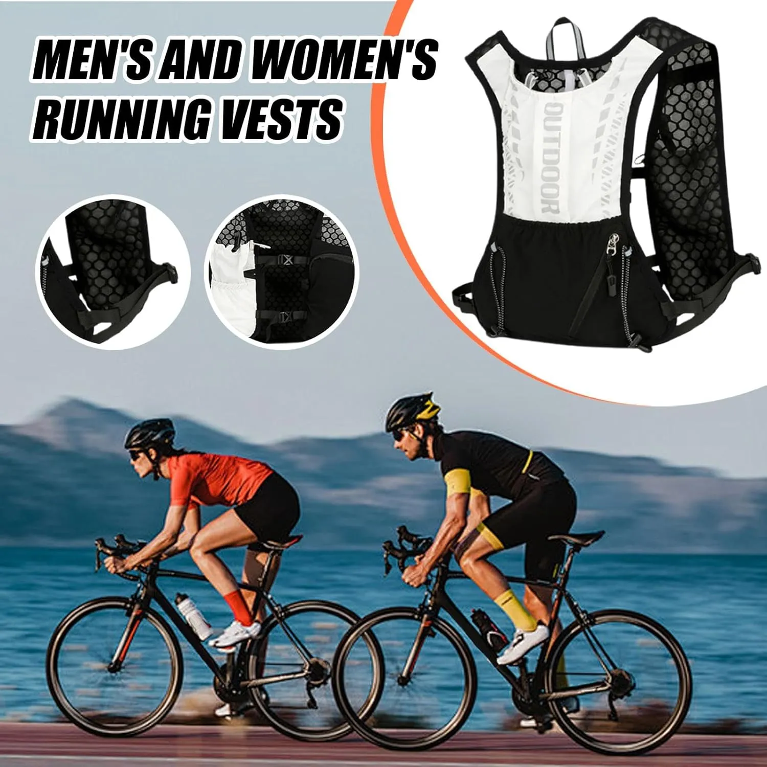 Running Vest - Hydration Bag Pack, Dashing Wear | Reflective, Adjustable, Sports Gear Gym Training Jogging Hiking Walking Night Cycling, Lightweight Dayhike Hydro Kit for Hiking, Trail