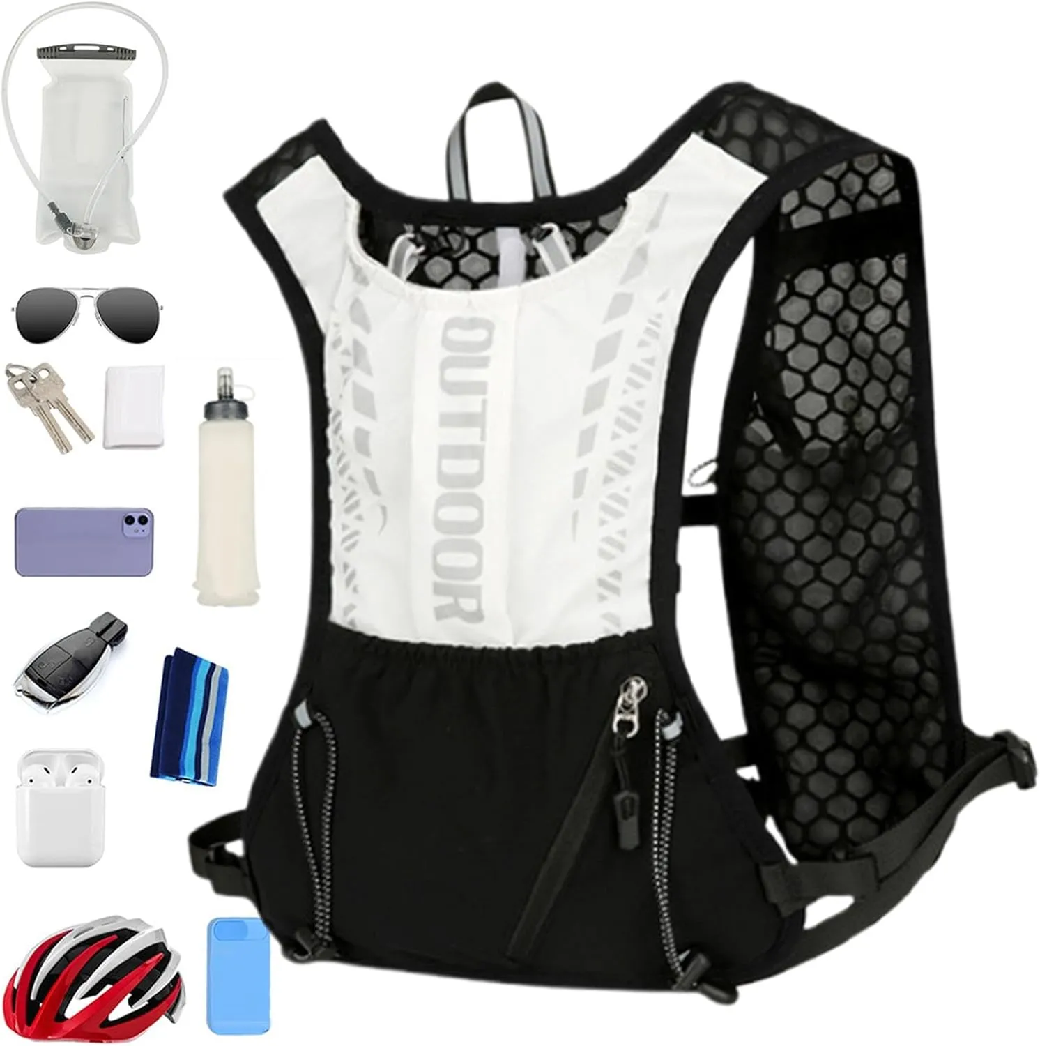 Running Vest - Hydration Bag Pack, Dashing Wear | Reflective, Adjustable, Sports Gear Gym Training Jogging Hiking Walking Night Cycling, Lightweight Dayhike Hydro Kit for Hiking, Trail