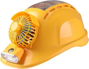 Safety Hat Solar Powered Fan Hat Dual Fans Rainproof 4 Light Mode Headlight Reverse Charging for Outdoor Working Multi