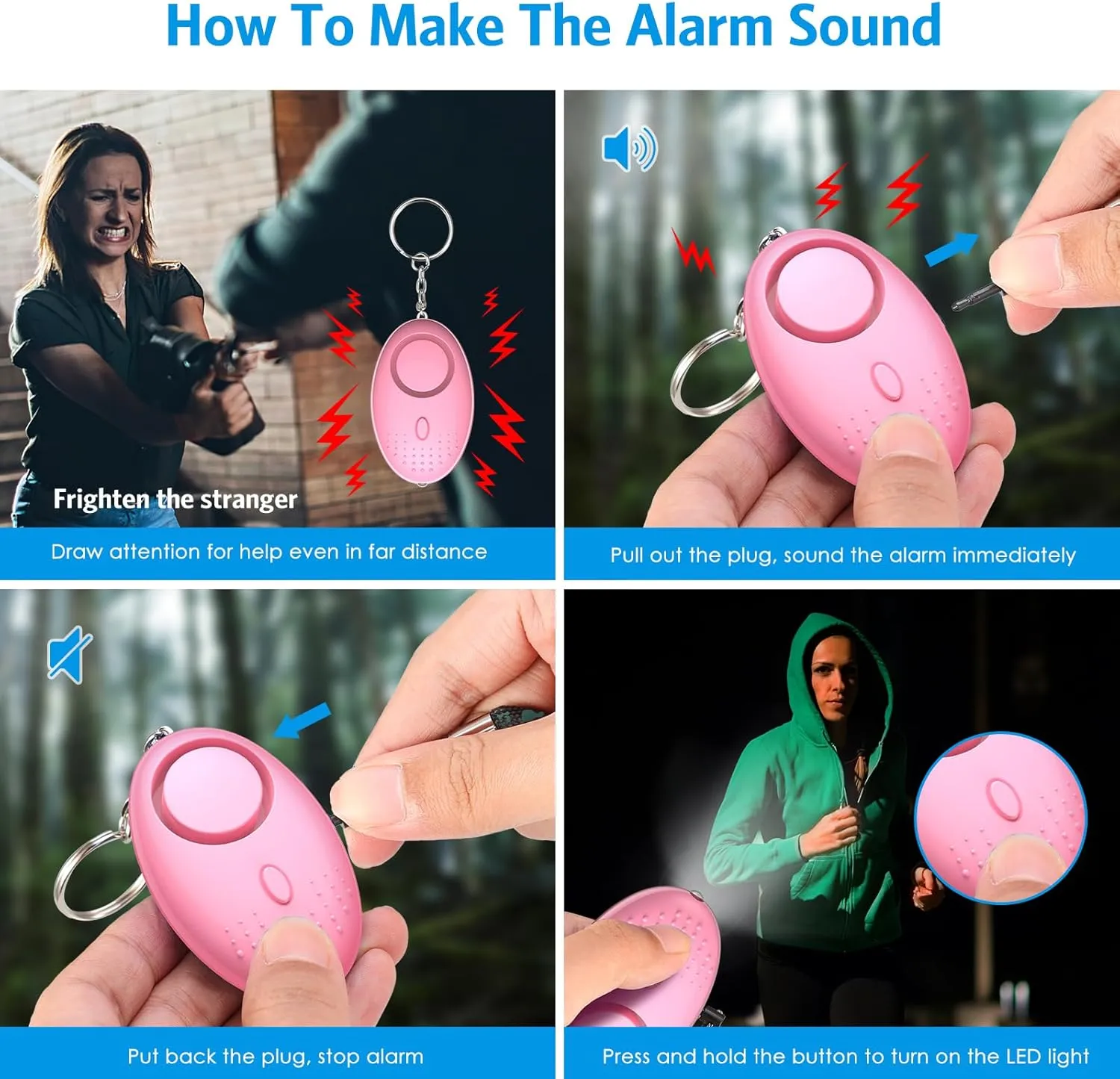 Safety Keychain Set for Women Girls, 18-in-1 Keychain Accessories Kit with Personal Alarm Whistle Card Wallet Pompom