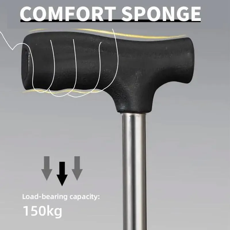 Safety Stainless Steel Walking Stick With Seat Folding Cane Parents Hiking Chair