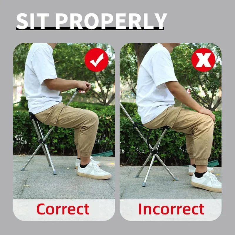 Safety Stainless Steel Walking Stick With Seat Folding Cane Parents Hiking Chair