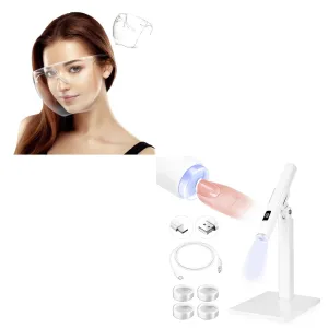 SAVILAND LED Nail Light for Gel Nails: 2-in-1 Handheld LCD Display Screen Flash Cure Lamps Nail Face Mask for Nail Drill: Salon Clear Visibility & Comfortable Wear Full Face Mask Splash
