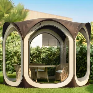 Screen Pop Up House Room Tent, Canopy Sun Shade Shelter for Camping, Patio, Backyard, Deck & Outdoor Activities, Portable Gazebo, Not Waterproof, 10'x10', Brown