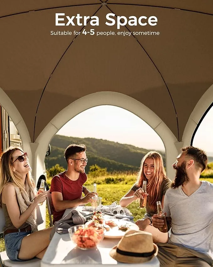 Screen Pop Up House Room Tent, Canopy Sun Shade Shelter for Camping, Patio, Backyard, Deck & Outdoor Activities, Portable Gazebo, Not Waterproof, 10'x10', Brown
