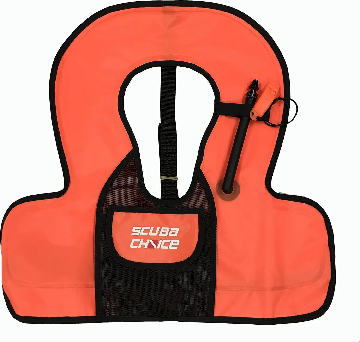 Scuba Choice Kids Snorkel Vest with Front Pocket & Whistle, Orange – Adjustable, Lightweight, Inflatable Vests for Kids Up to 100lbs, Easy Oral Inflator, Removable Strap, Portable Water Safety Gear