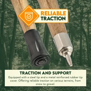 SE 55-Inch Foam Grip Wooden Hiking, Walking, Trekking Stick, Spiked Tip and Metal Reinforced Tip Cover Made with Hard Pine Wood - WS620-55BNBR