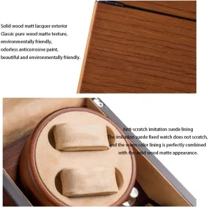 Self-Winding Watch Box, Watch Winder of Accommodate 2 Watches, Quiet Anti-Magnetic Motor, Soft and Flexible Watch Pillow, for Mechanical Watches