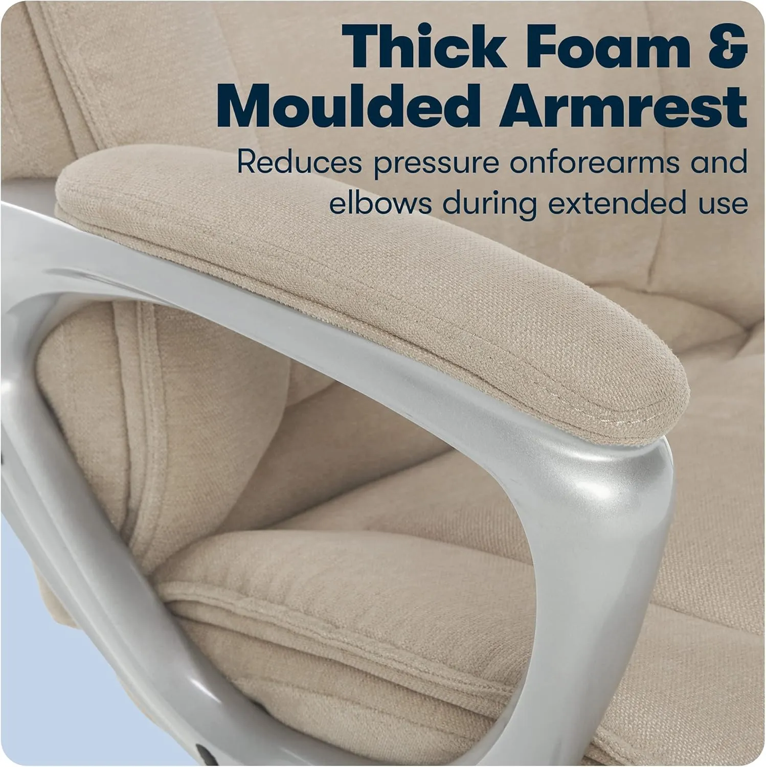 Serta Hannah Executive Home Office Desk Chair, Ergonomic Mid-Back with Lumbar Support, Firm Seat Cushion, Layered Body Pillows, Padded Armrests, Swivel Base, Easy Assembly, Microfiber, Tan