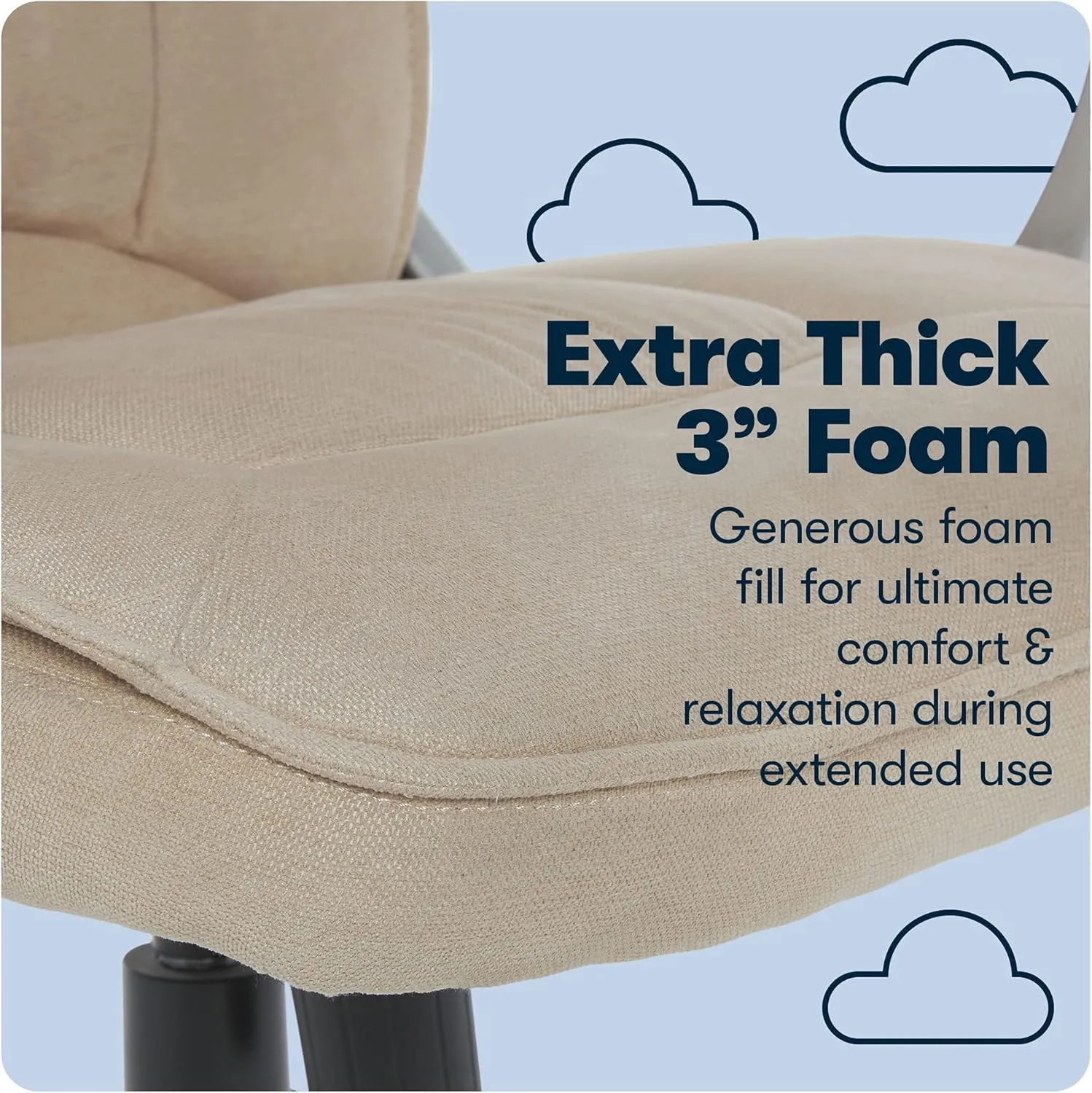 Serta Hannah Executive Home Office Desk Chair, Ergonomic Mid-Back with Lumbar Support, Firm Seat Cushion, Layered Body Pillows, Padded Armrests, Swivel Base, Easy Assembly, Microfiber, Tan