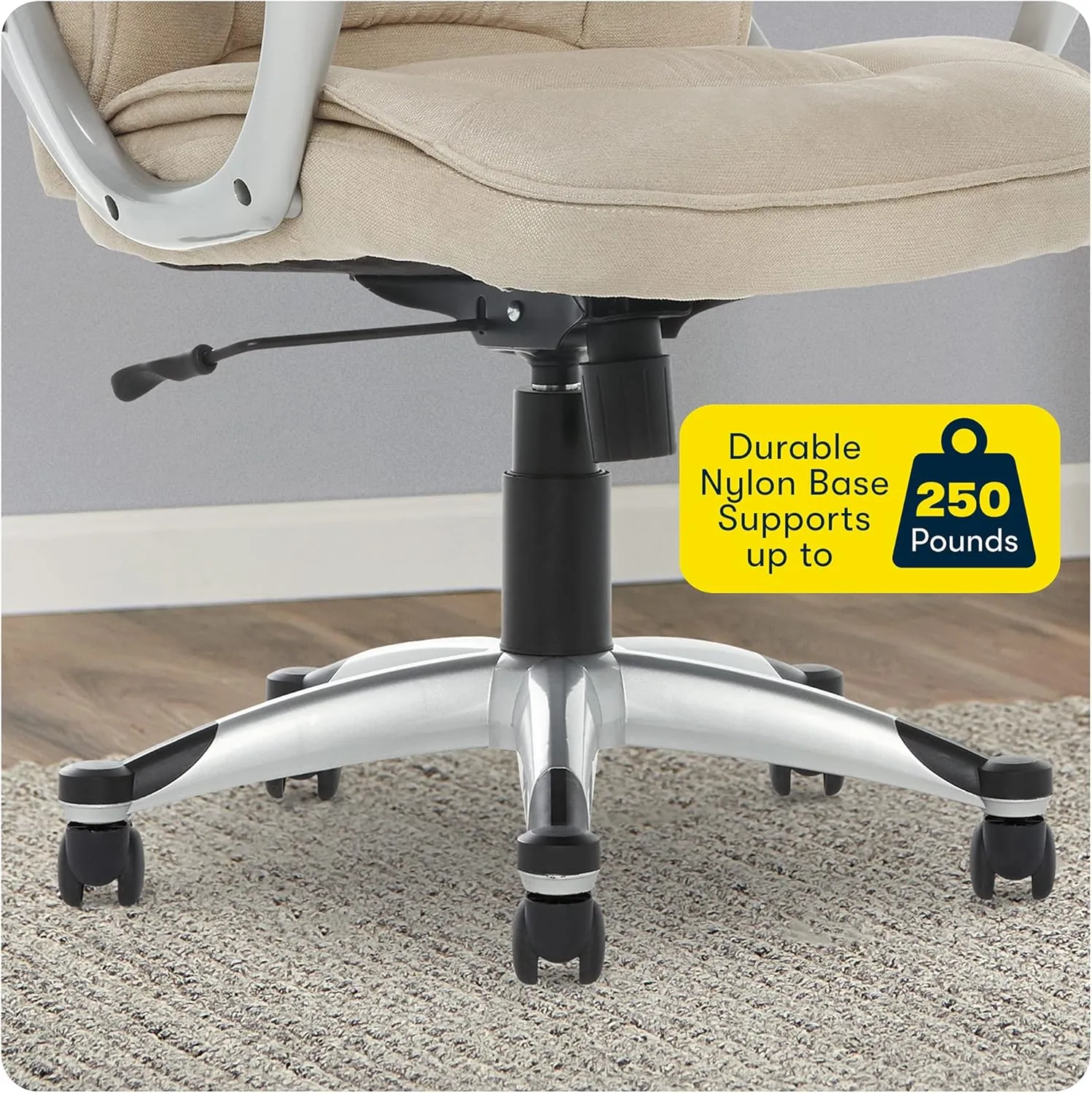 Serta Hannah Executive Home Office Desk Chair, Ergonomic Mid-Back with Lumbar Support, Firm Seat Cushion, Layered Body Pillows, Padded Armrests, Swivel Base, Easy Assembly, Microfiber, Tan
