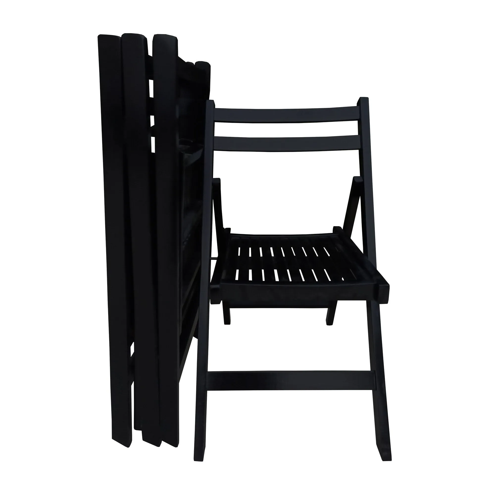 Set of 4 Solid Wood Folding Chairs with Slatted Seat & Back, Fully Assembled for Dining, Events, Kitchen, Balcony