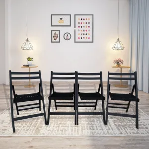 Set of 4 Solid Wood Folding Chairs with Slatted Seat & Back, Fully Assembled for Dining, Events, Kitchen, Balcony