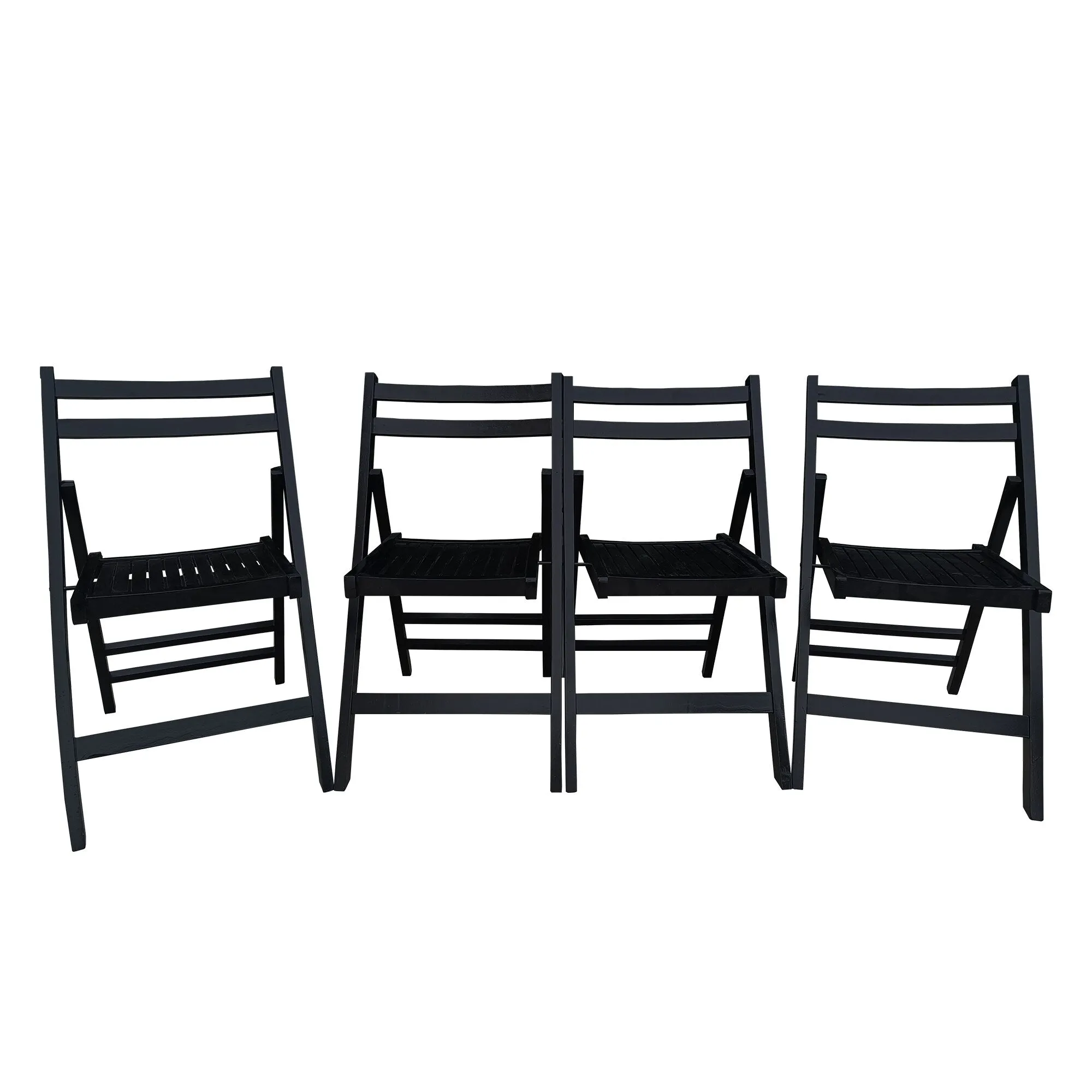 Set of 4 Solid Wood Folding Chairs with Slatted Seat & Back, Fully Assembled for Dining, Events, Kitchen, Balcony